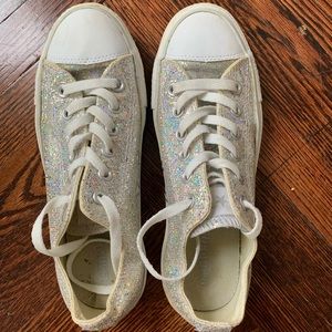 Silver Glitter Low Top Converse
